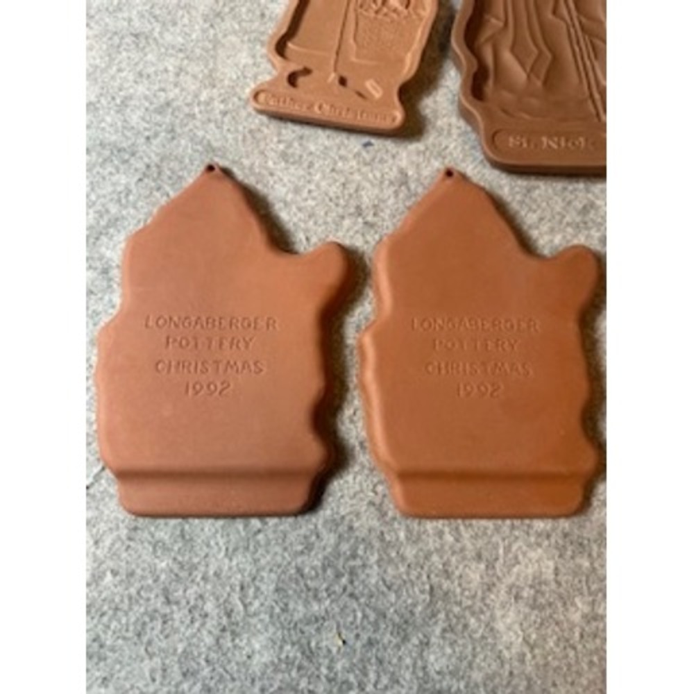 Longaberger Pottery Christmas Cookie Mold Set 5 Father Christmas St Nick 90-93 - Picture 3 of 11